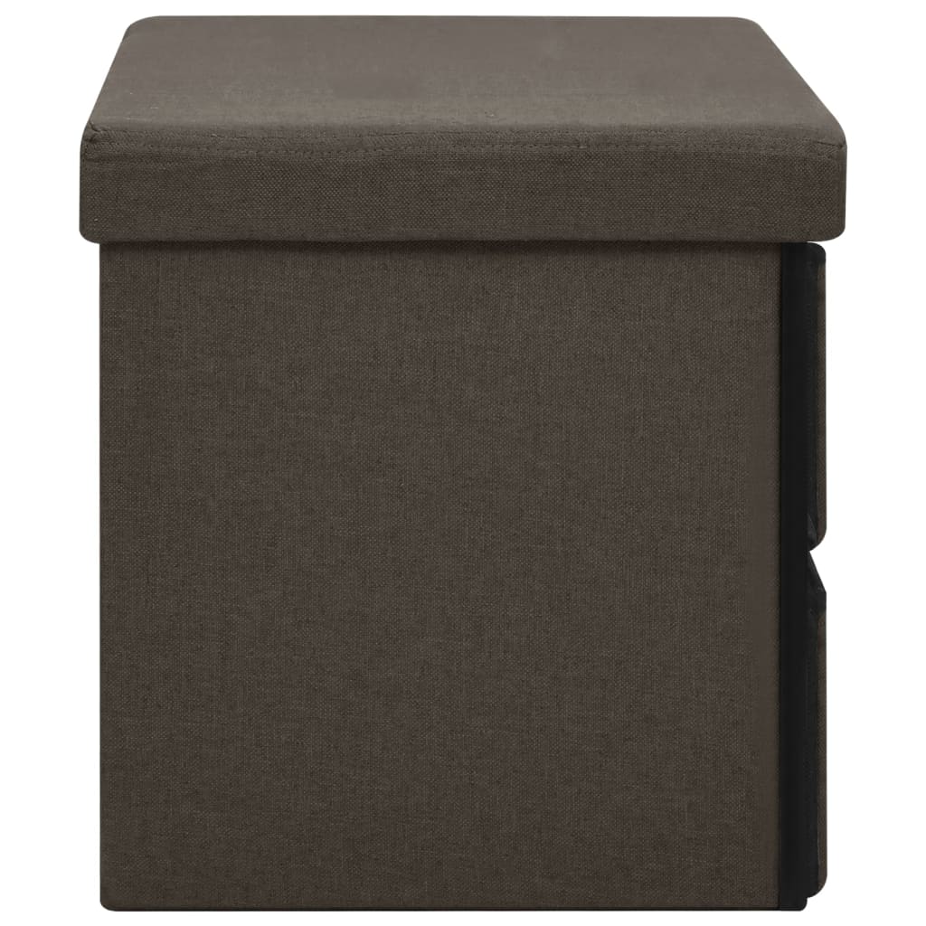 Banc pliant avec espace de rangement marron foncé 76x38x38 cm aspect lin