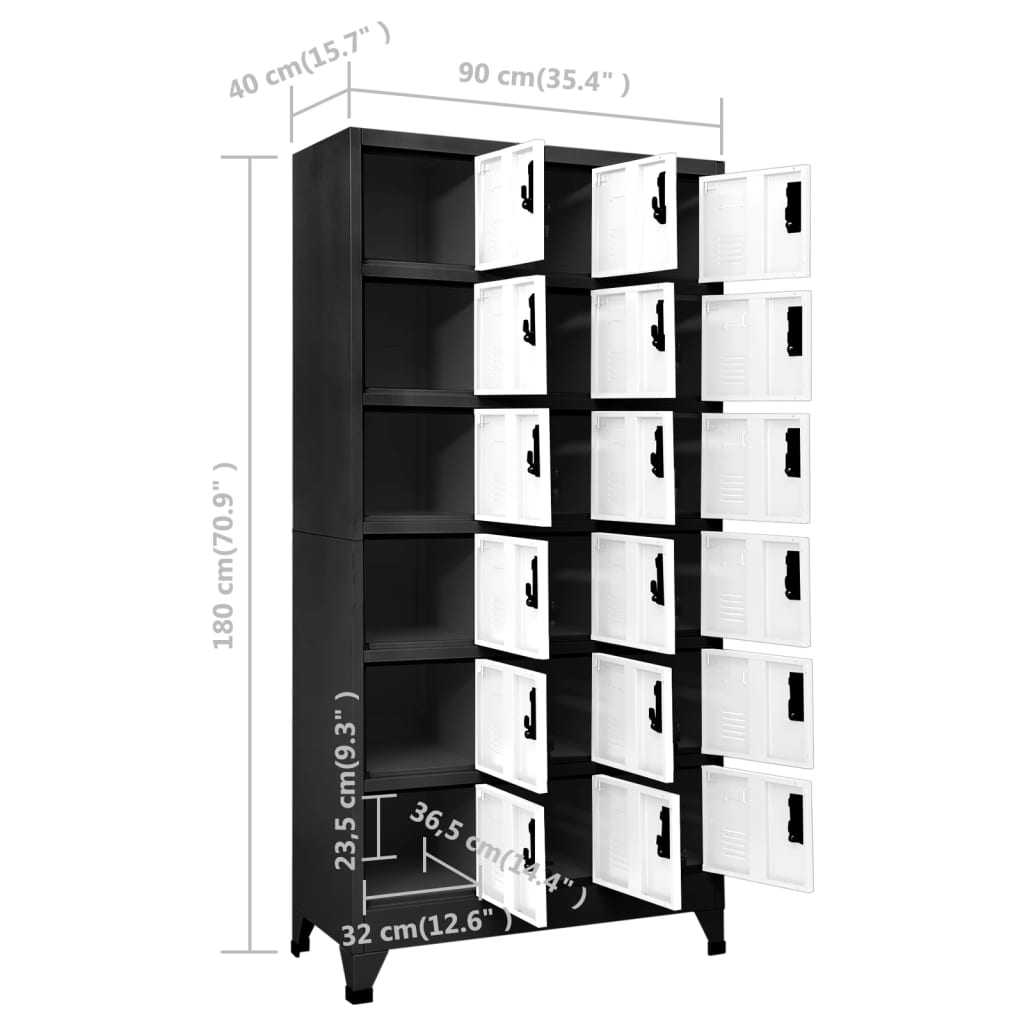 Schließfachschrank Anthrazit und Weiß 90x40x180 cm Stahl