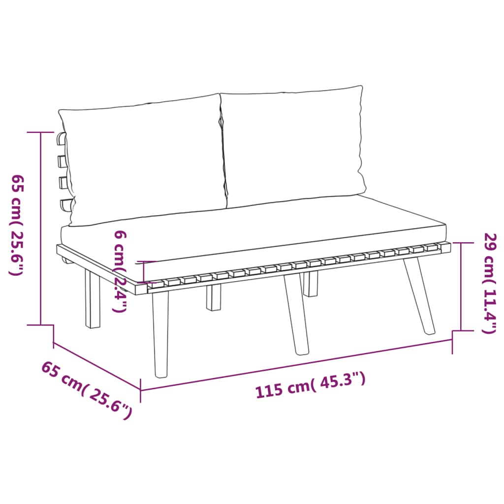 5-tlg. Garten-Lounge-Set mit Kissen Massivholz Akazie