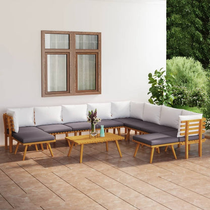 11-tlg. Garten-Lounge-Set mit Kissen Massivholz Akazie