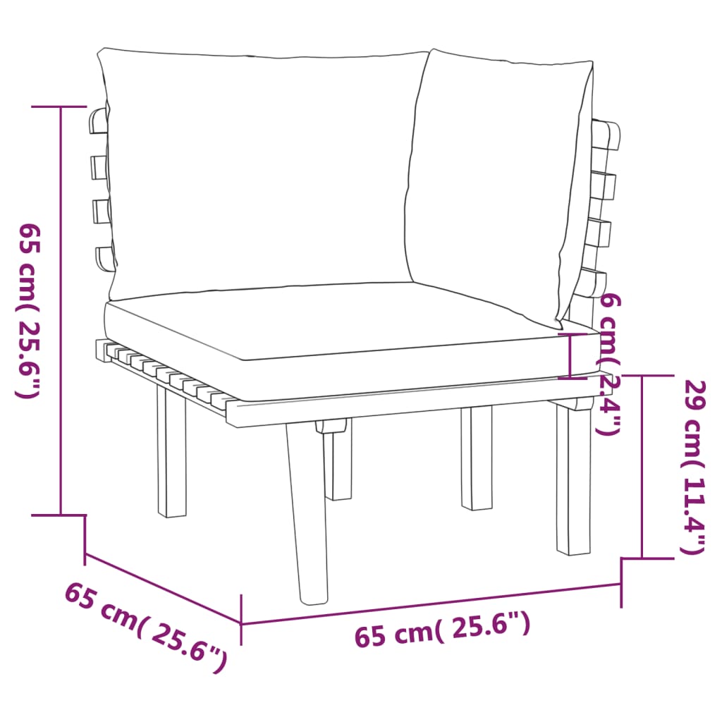 5-tlg. Garten-Lounge-Set mit Kissen Massivholz Akazie