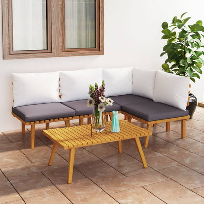 5-tlg. Garten-Lounge-Set mit Kissen Massivholz Akazie