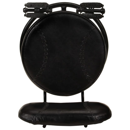 Tabourets de bar 2 pcs. Cuir de chèvre véritable noir