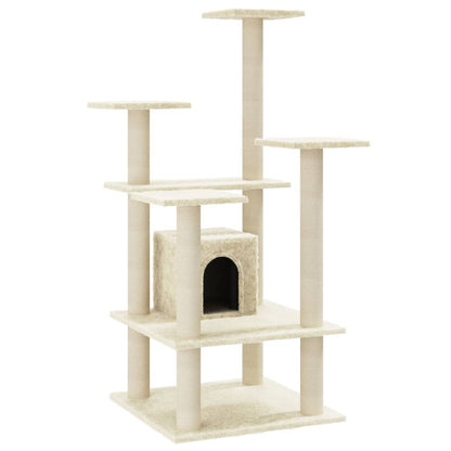 Arbre à chat avec griffoir en sisal crème 110 cm