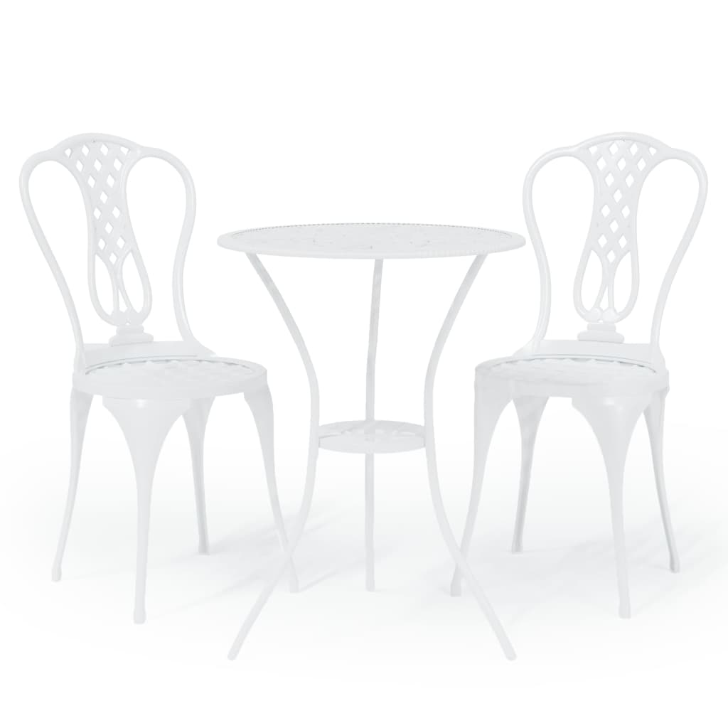 3-tlg. Bistro-Set Aluminiumguss Weiß