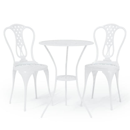 3-tlg. Bistro-Set Aluminiumguss Weiß