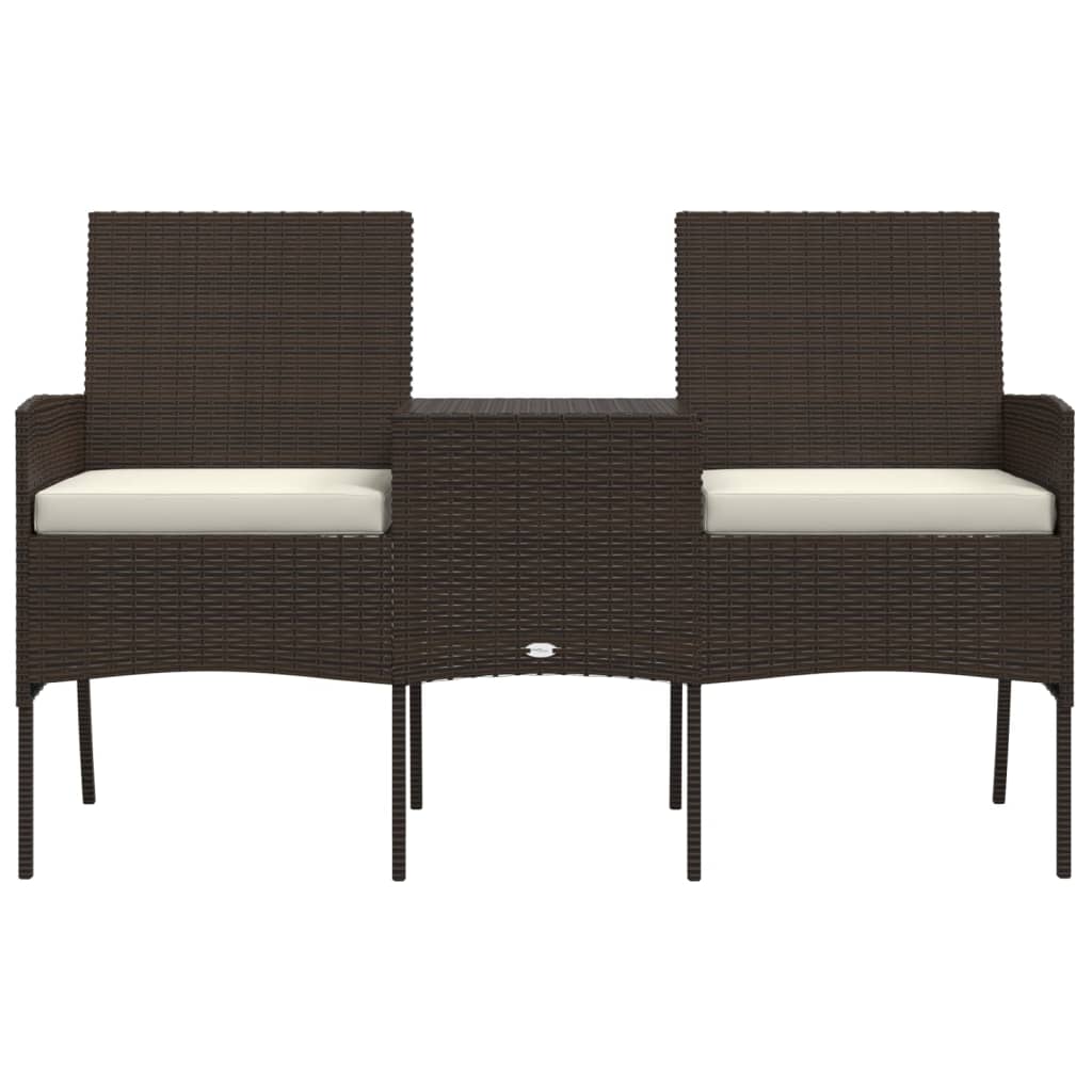 2-Sitzer Gartensofa mit Teetisch Poly Rattan Braun