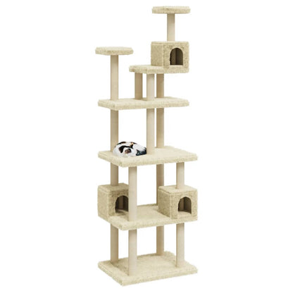 Arbre à chat avec griffoir en sisal crème 188 cm