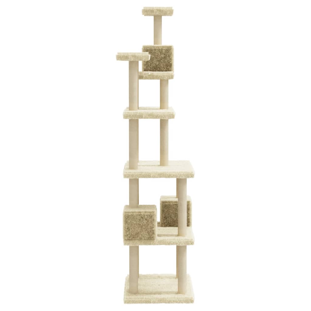 Arbre à chat avec griffoir en sisal crème 188 cm