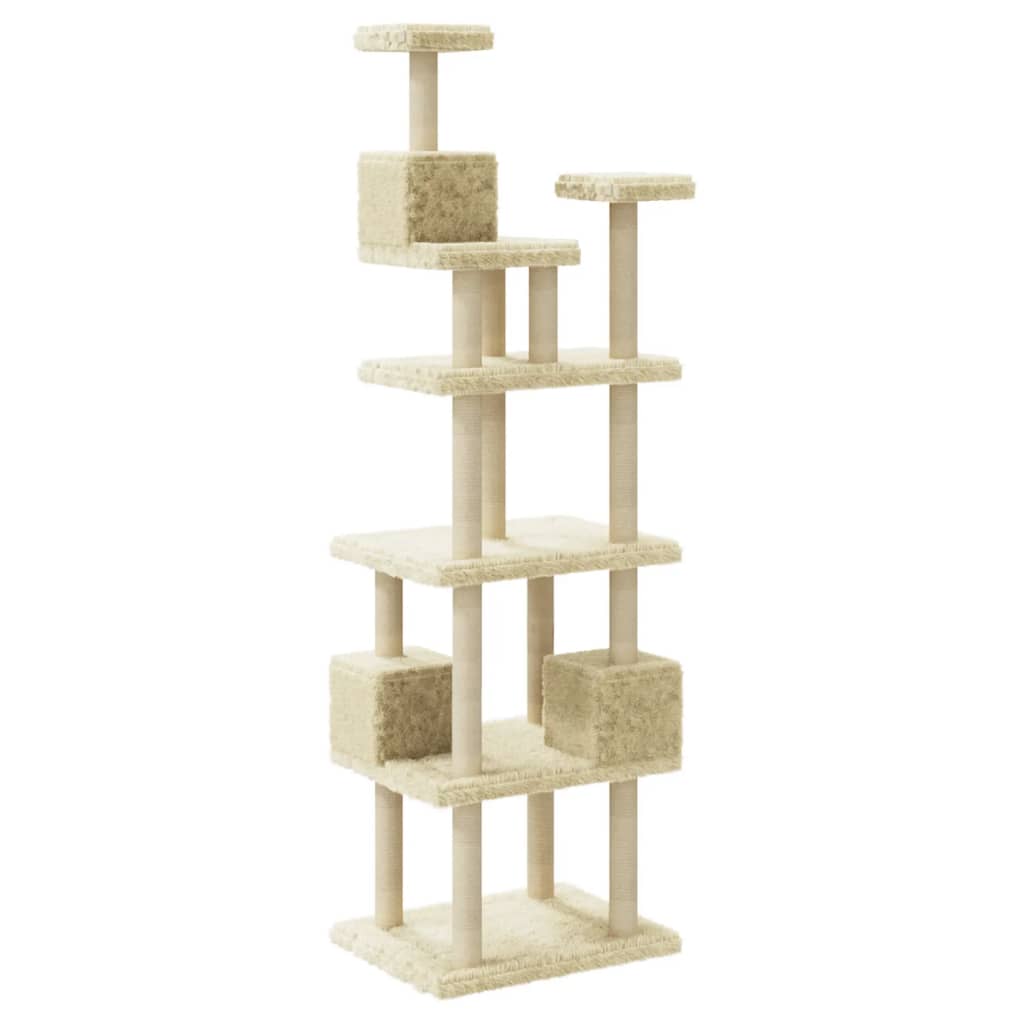 Arbre à chat avec griffoir en sisal crème 188 cm