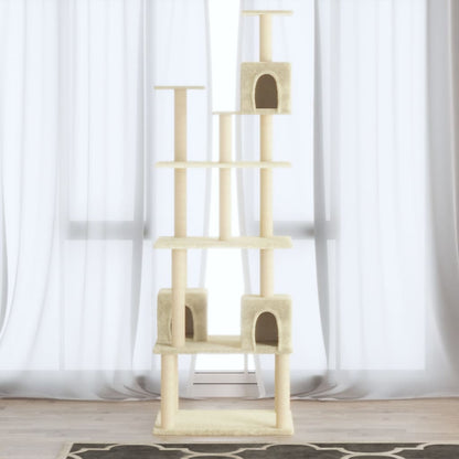 Arbre à chat avec griffoir en sisal crème 188 cm