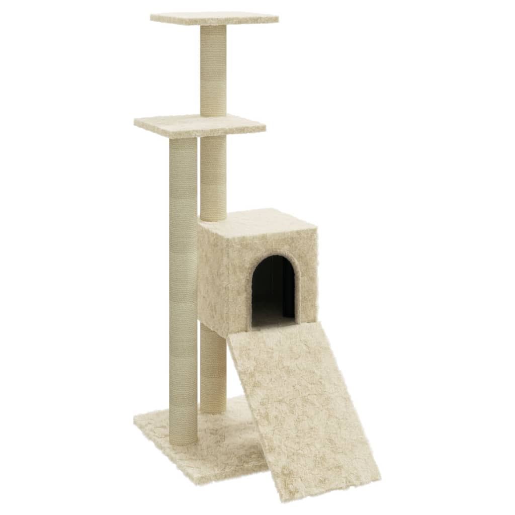 Arbre à chat avec griffoir en sisal crème 92 cm