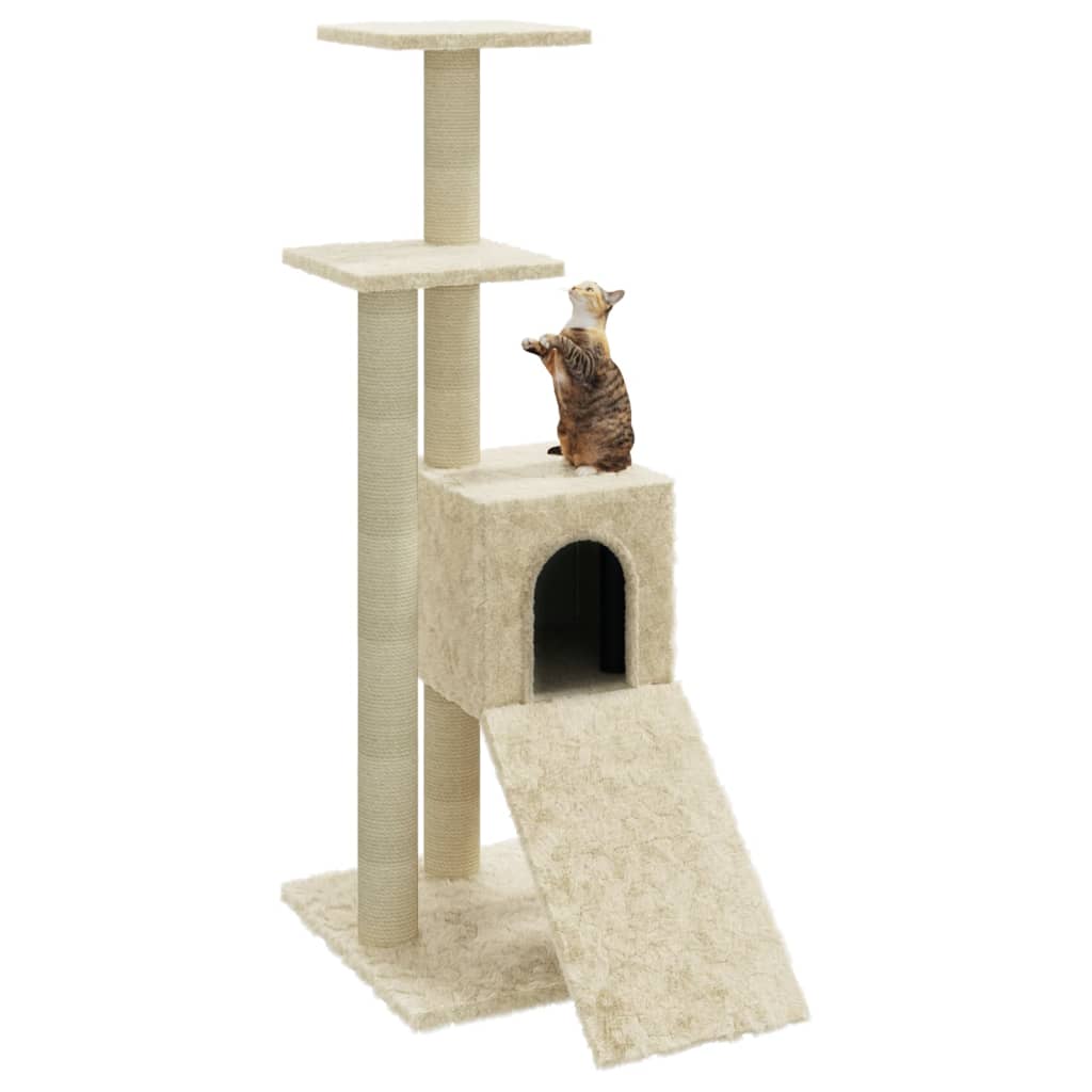 Arbre à chat avec griffoir en sisal crème 92 cm