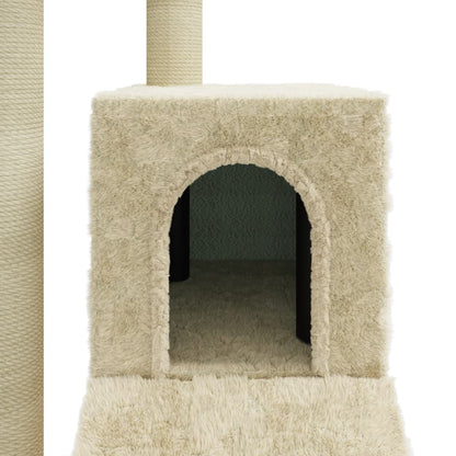 Arbre à chat avec griffoir en sisal crème 92 cm