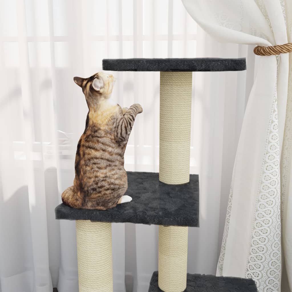 Arbre à chat avec griffoir en sisal gris foncé 92 cm