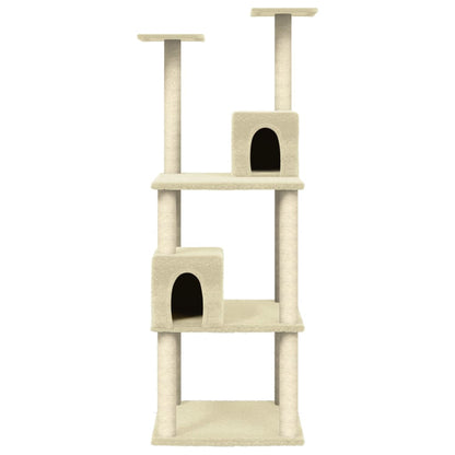 Arbre à chat avec griffoir en sisal crème 141 cm