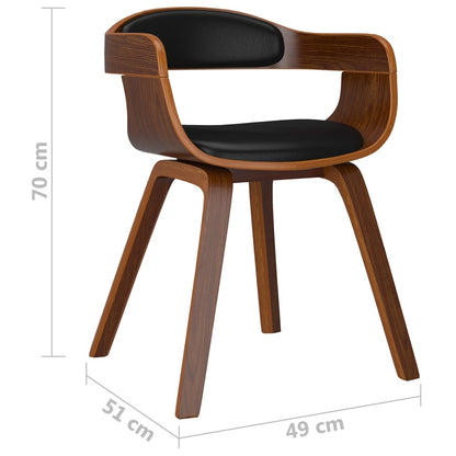 Sillas de comedor 4 uds. Madera curvada negra y polipiel.