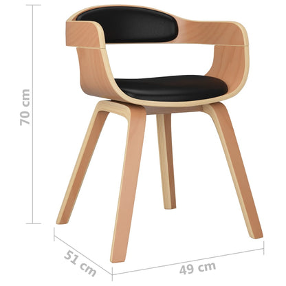 Sillas de comedor 4 uds. Madera curvada negra y polipiel.