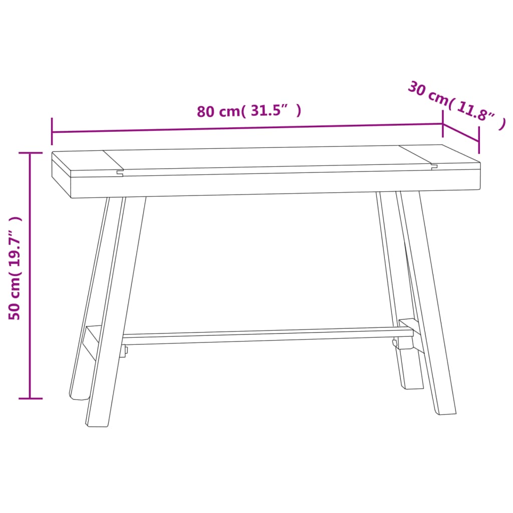 Bank 80 cm Massivholz Teak