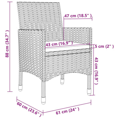 9-tlg. Garten-Essgruppe mit Kissen Poly Rattan Grau