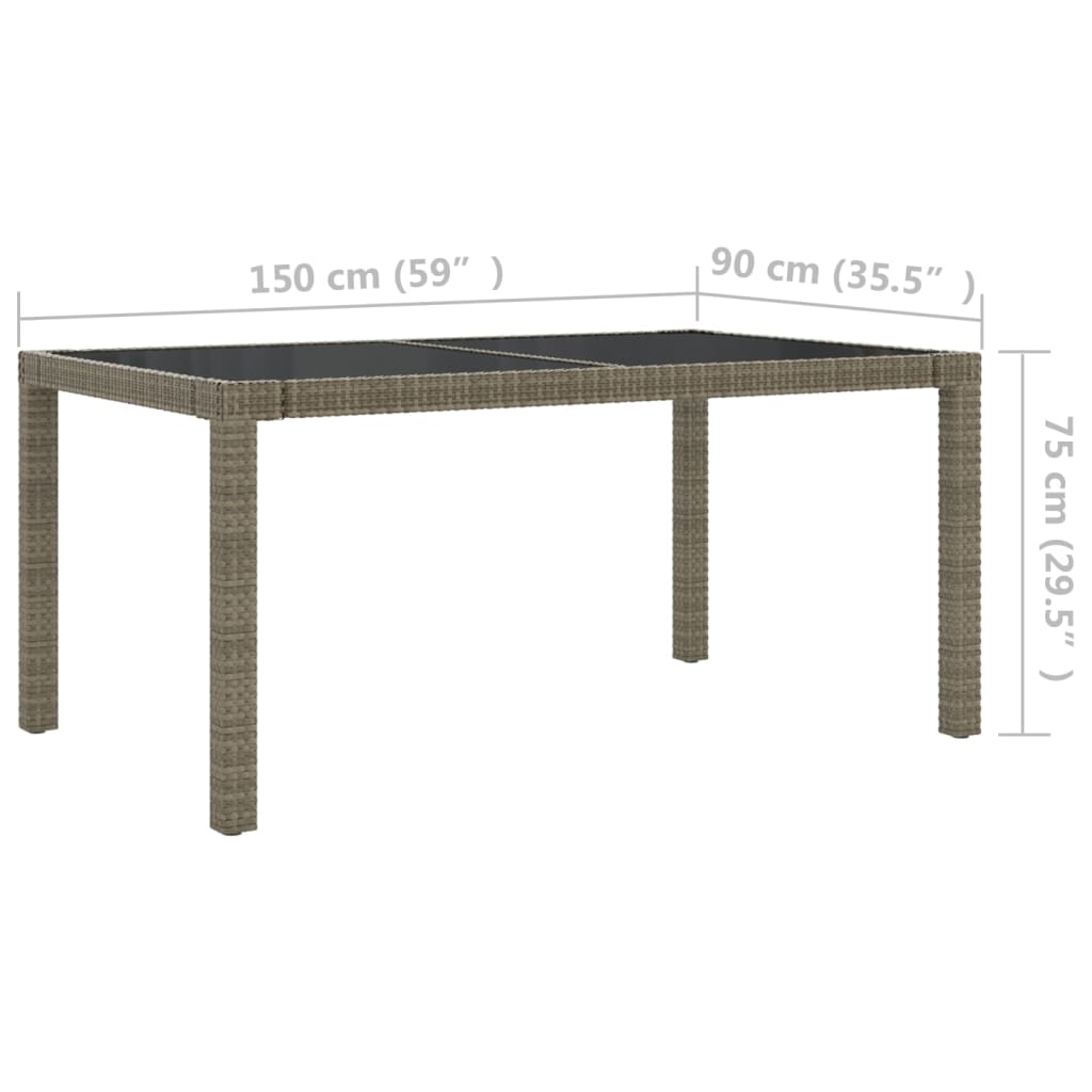 5 uds. Conjunto de comedor de jardín con cojines de poliratán gris