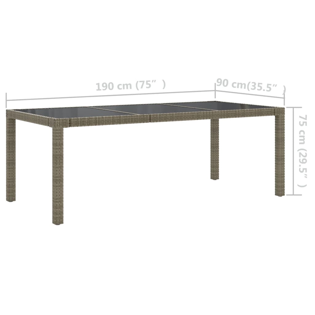 9-tlg. Garten-Essgruppe mit Kissen Poly Rattan Grau