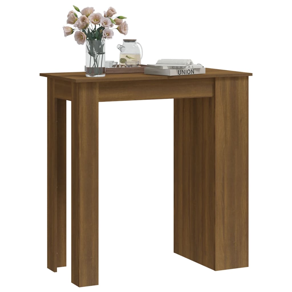 Table de bar avec étagère chêne brun 102x50x103,5 cm matériau bois