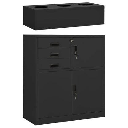 Büroschrank mit Pflanzkasten Anthrazit 90x40x125 cm Stahl