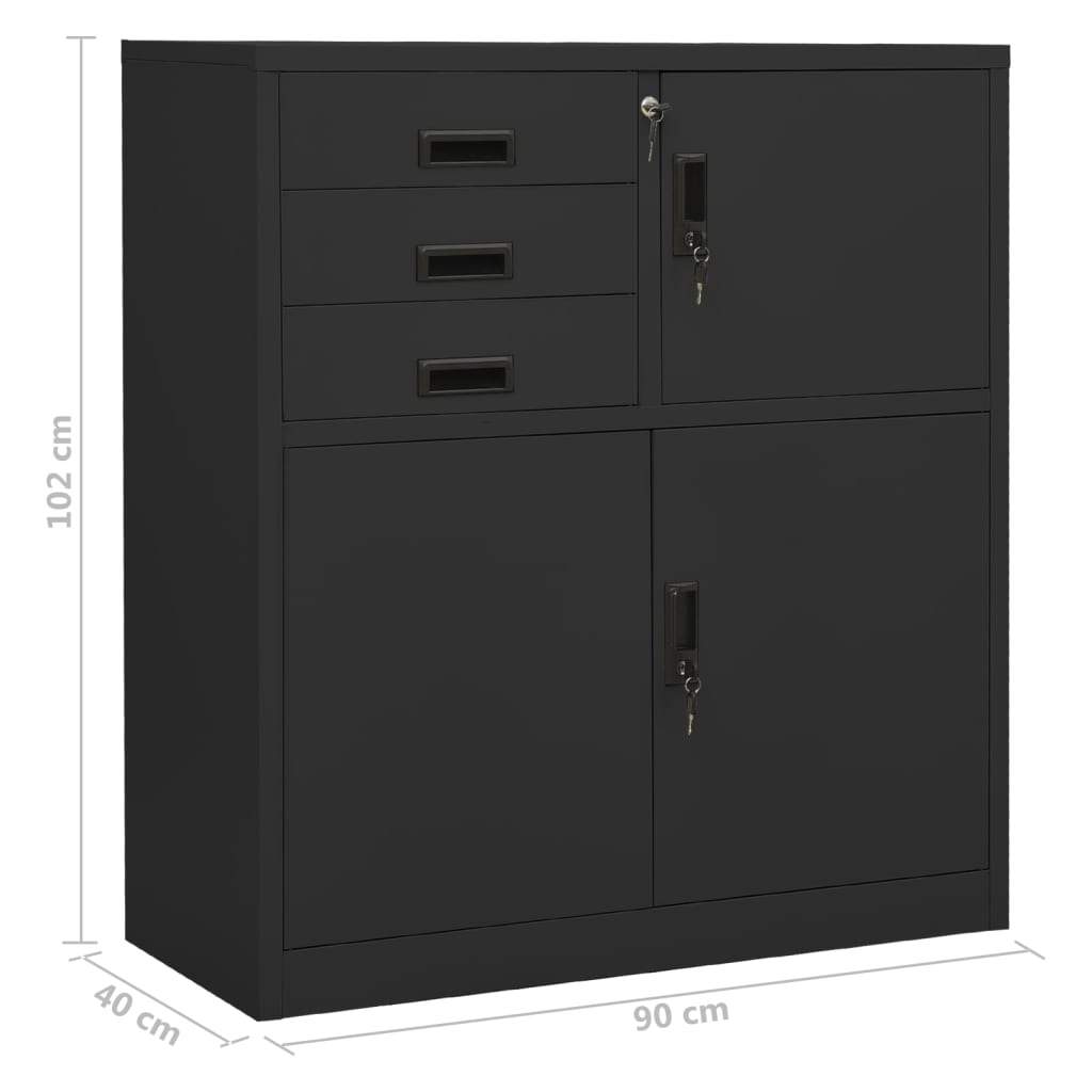 Büroschrank mit Pflanzkasten Anthrazit 90x40x125 cm Stahl