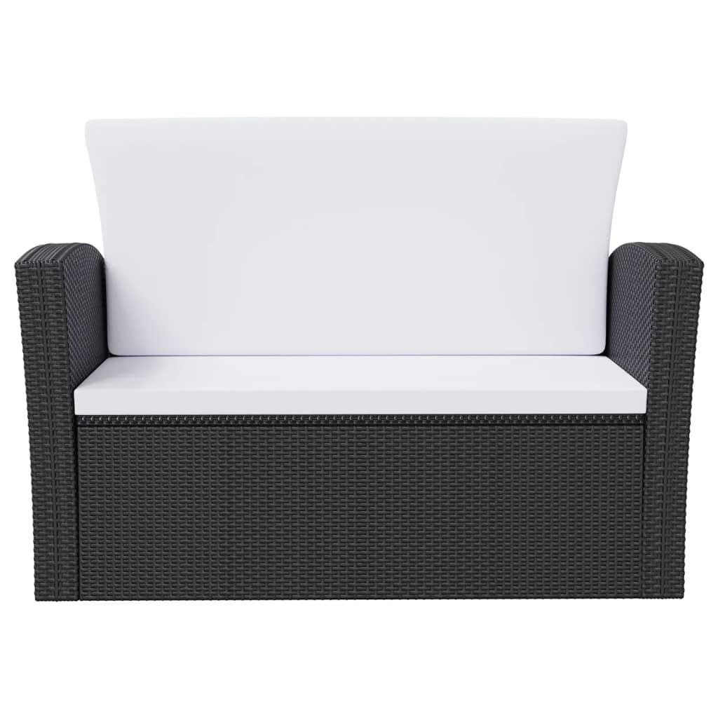 16-tlg. Garten-Lounge-Set mit Kissen Poly-Rattan Schwarz