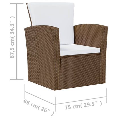 16-tlg. Garten-Lounge-Set mit Kissen Poly-Rattan Braun