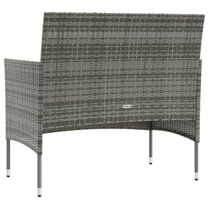 16-tlg. Garten-Lounge-Set mit Auflagen Poly Rattan Grau