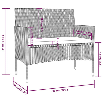 16-tlg. Garten-Lounge-Set mit Auflagen Poly Rattan Grau