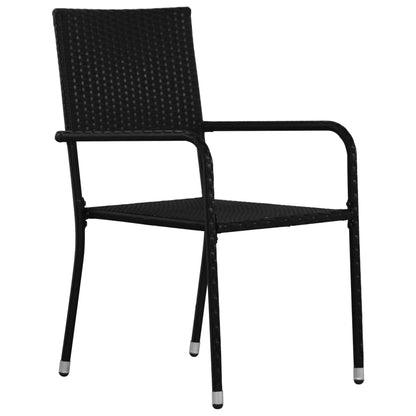 Garten-Essstühle 2 Stk. Stapelbar Schwarz Poly Rattan