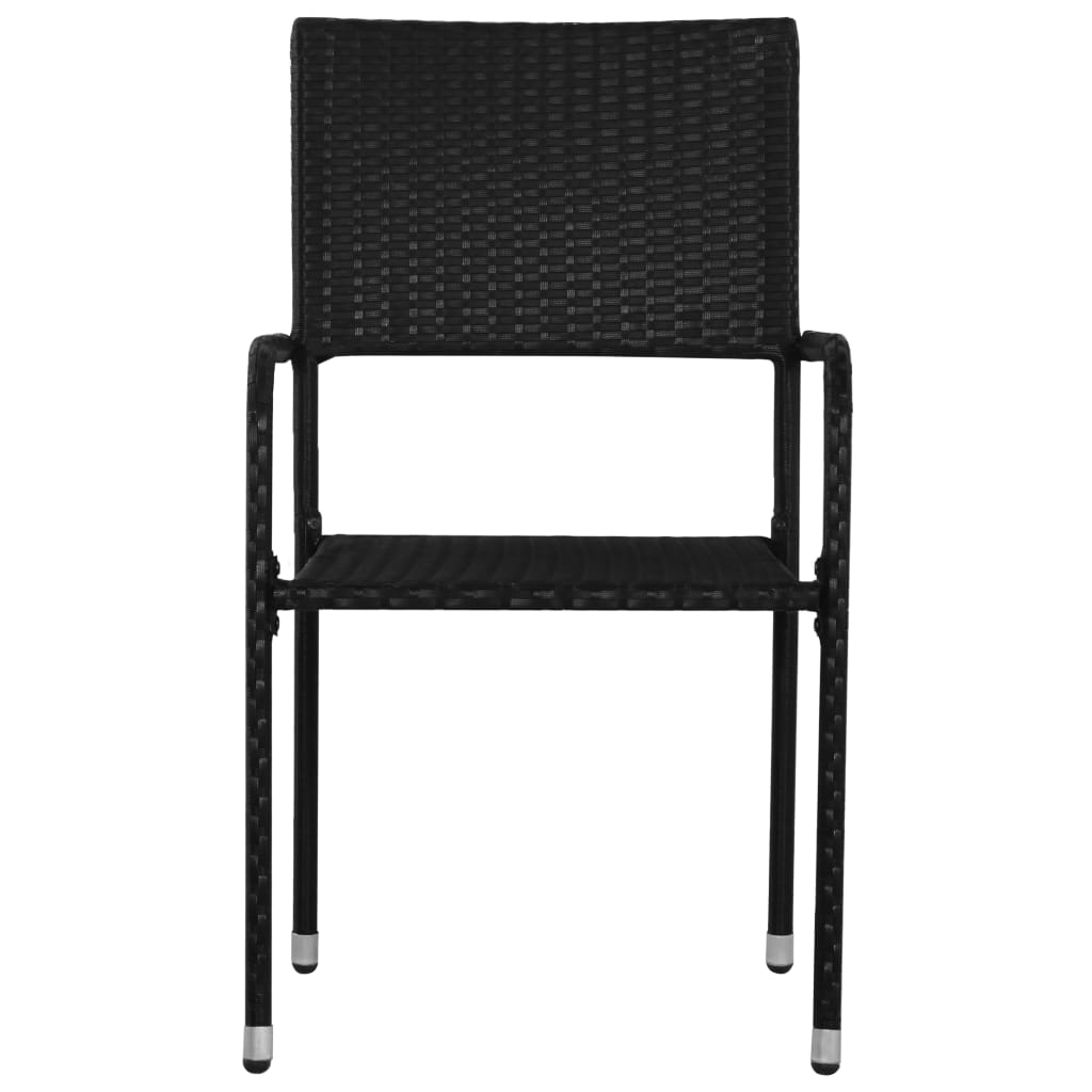 Garten-Essstühle 2 Stk. Stapelbar Schwarz Poly Rattan