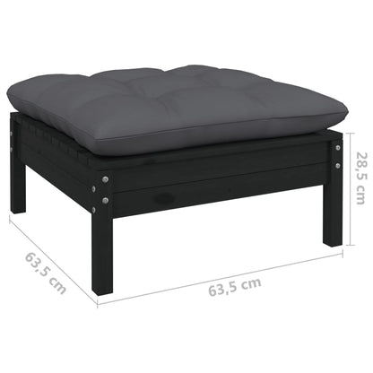 13-tlg. Garten-Lounge-Set mit Kissen Schwarz Kiefer Massivholz