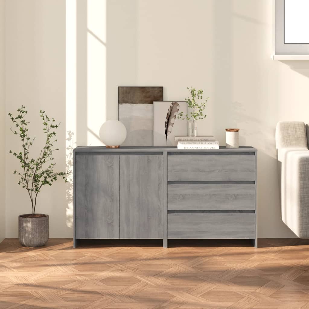 2-tlg. Sideboard Grau Sonoma Holzwerkstoff