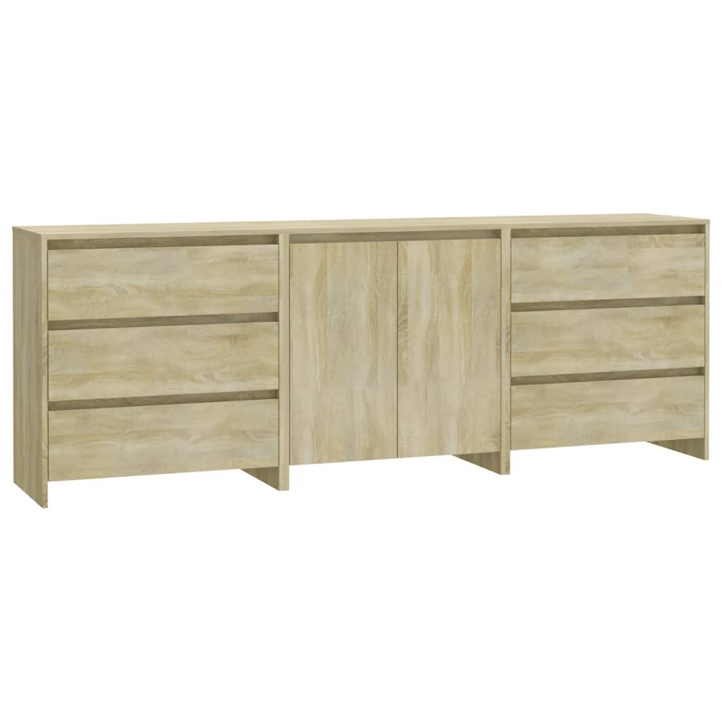 3-tlg. Sideboard Sonoma-Eiche Holzwerkstoff