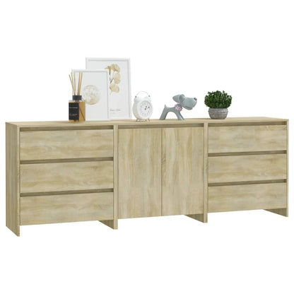 3-tlg. Sideboard Sonoma-Eiche Holzwerkstoff