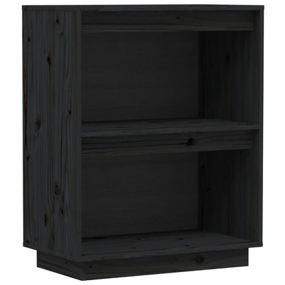 Beistellschrank Schwarz 60x34x75 cm Massivholz Kiefer