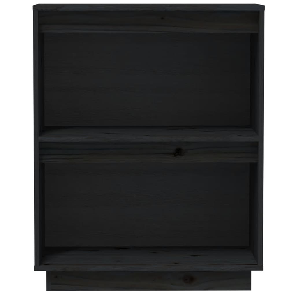 Beistellschrank Schwarz 60x34x75 cm Massivholz Kiefer