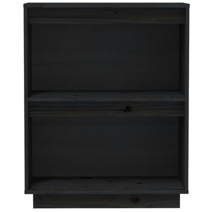 Beistellschrank Schwarz 60x34x75 cm Massivholz Kiefer