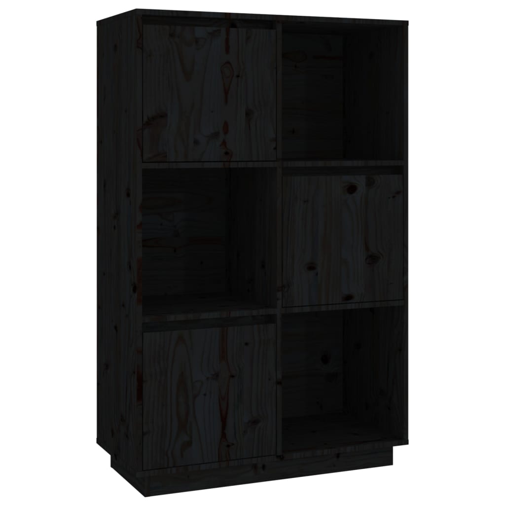 Alacena negra de madera maciza de pino 74x35x117 cm