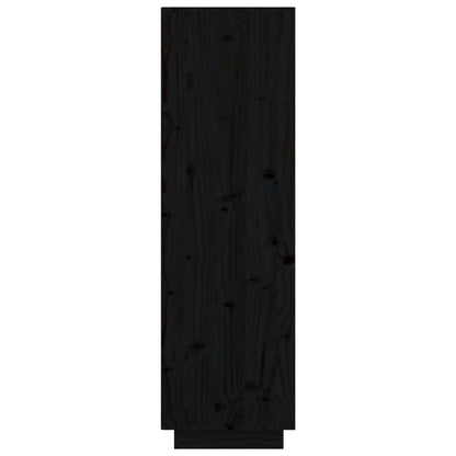 Alacena negra de madera maciza de pino 74x35x117 cm