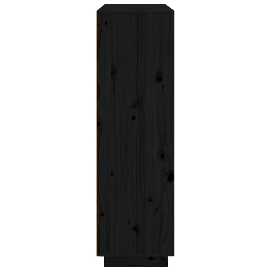 Alacena negra 110,5x35x117 cm madera maciza de pino