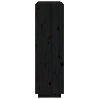 Alacena negra 110,5x35x117 cm madera maciza de pino