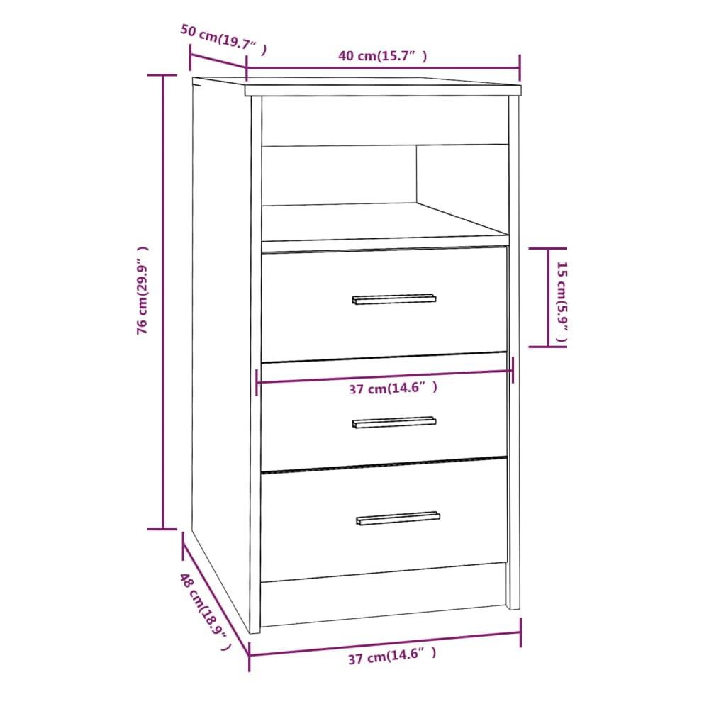 Buffet avec tiroirs aspect chêne brun 40x50x76 cm