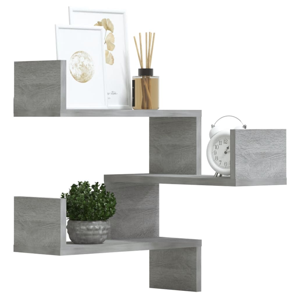 Wand-Eckregale 2 Stk. Grau Sonoma 40x40x50 cm Holzwerkstoff