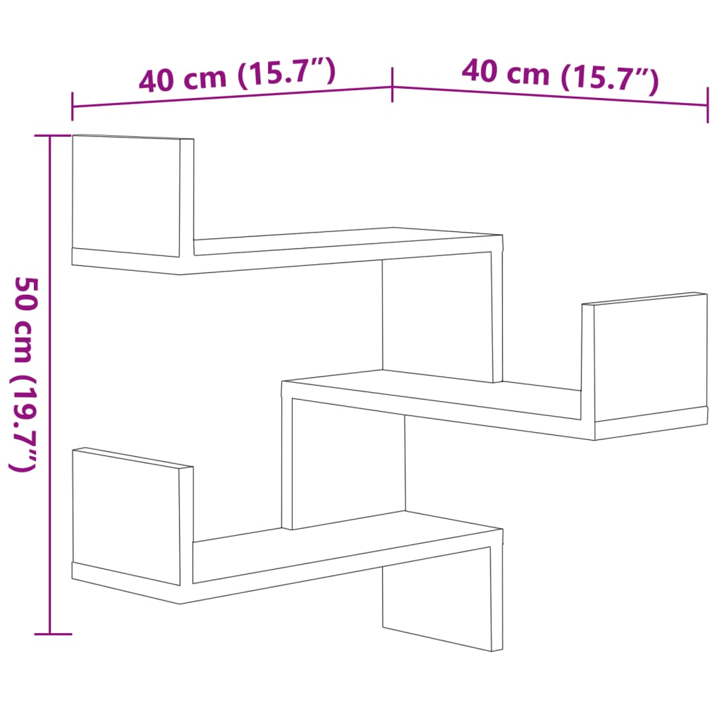 Wand-Eckregale 2 Stk. Grau Sonoma 40x40x50 cm Holzwerkstoff