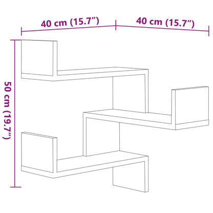 Wand-Eckregale 2 Stk. Grau Sonoma 40x40x50 cm Holzwerkstoff